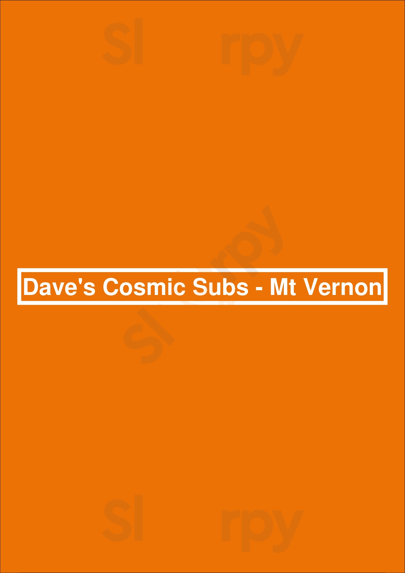 Dave's Cosmic Subs - Mt Vernon Mount Vernon Menu - 1