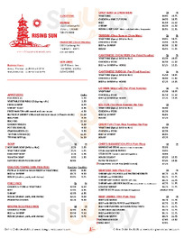 Rising Sun menu