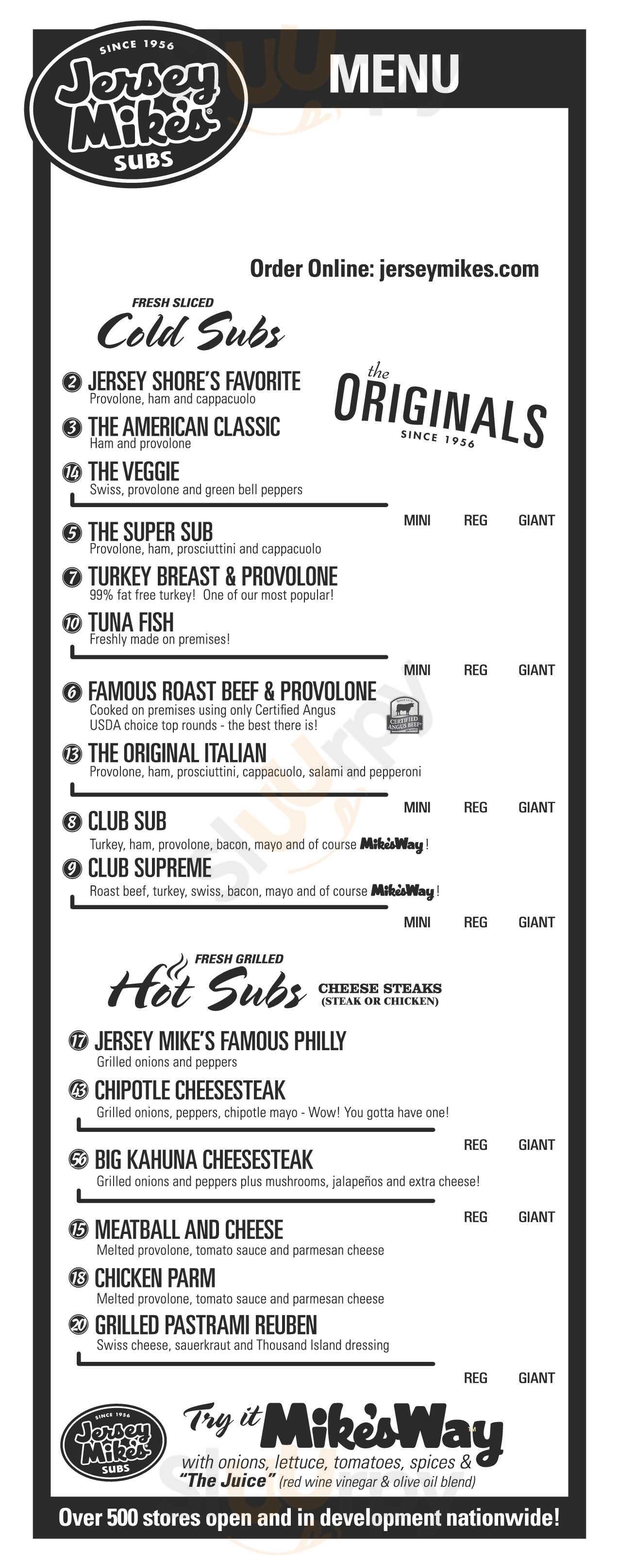 Jersey Mike's Subs Chesterfield Menu - 1