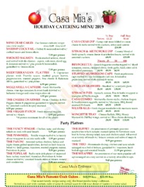 Casa Mia White Marsh menu