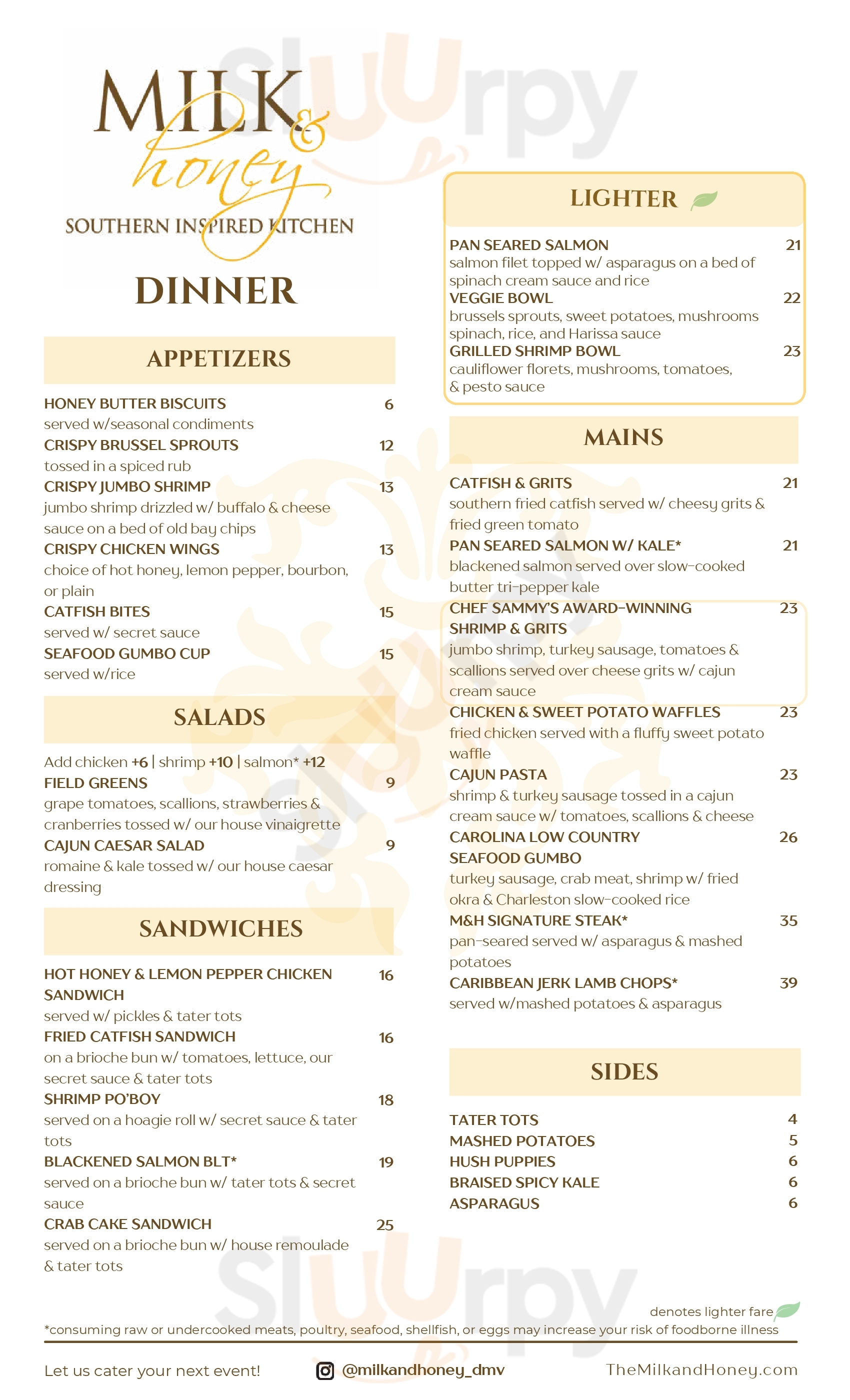 Milk & Honey Cafe Beltsville Menu - 1