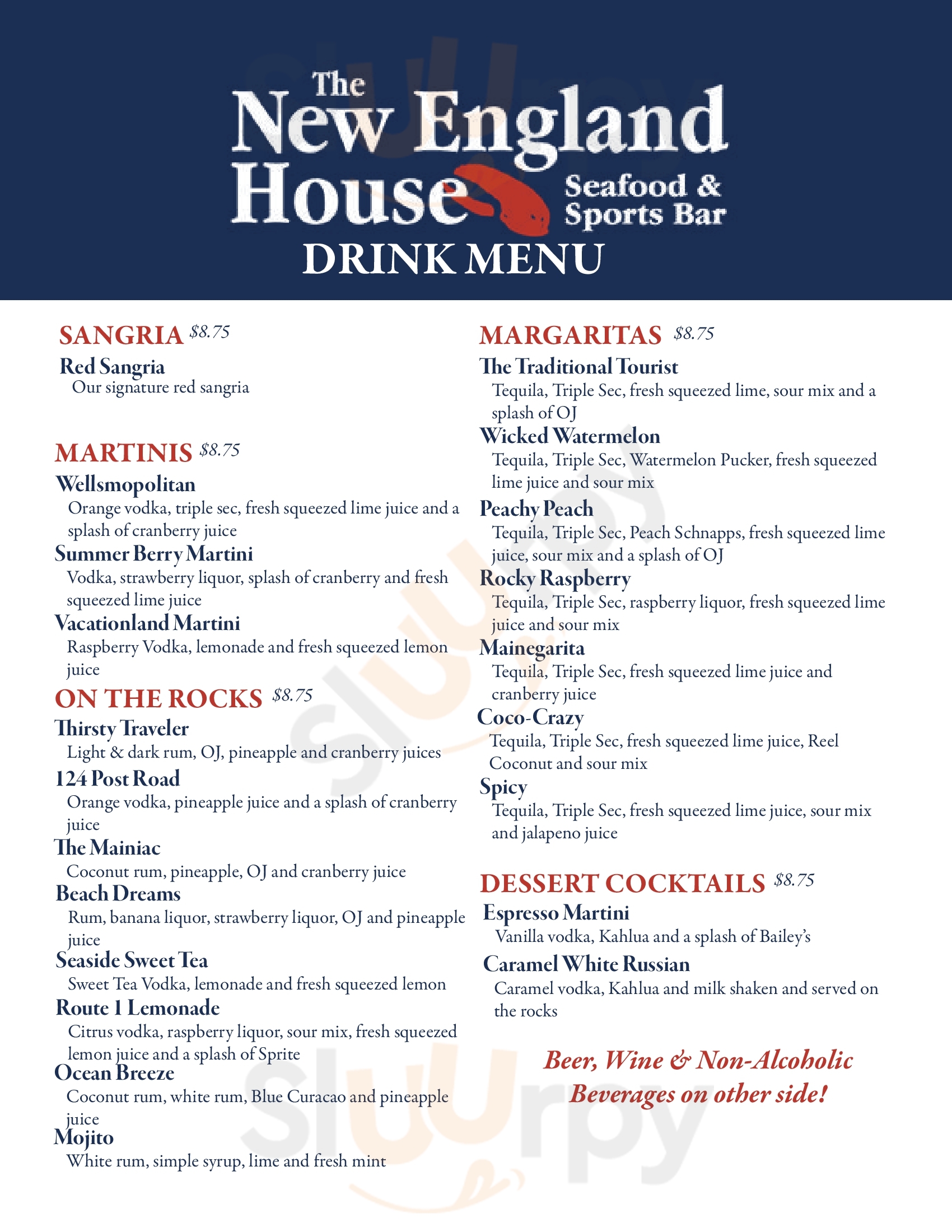 Main Menu - The New England House