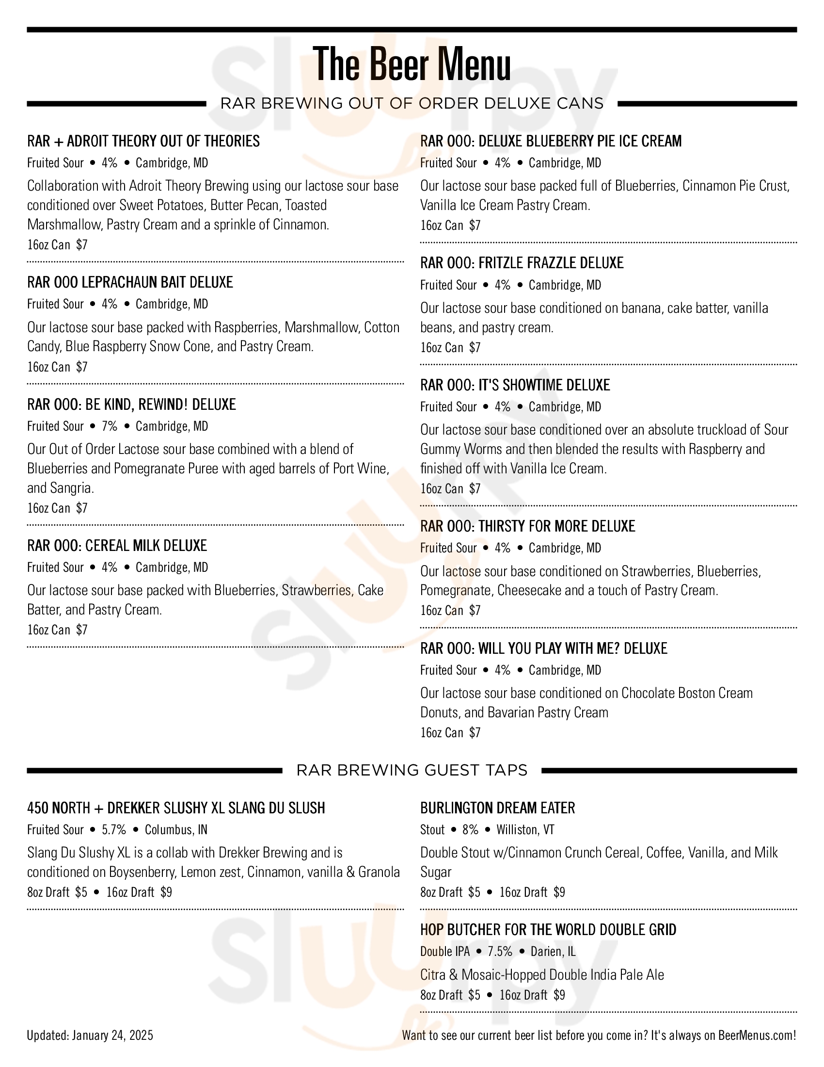 Main Menu - Rar Brewing