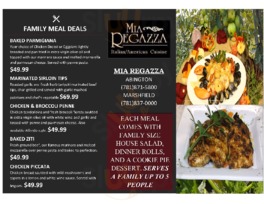 Mia Regazza, Marshfield, Ma menu