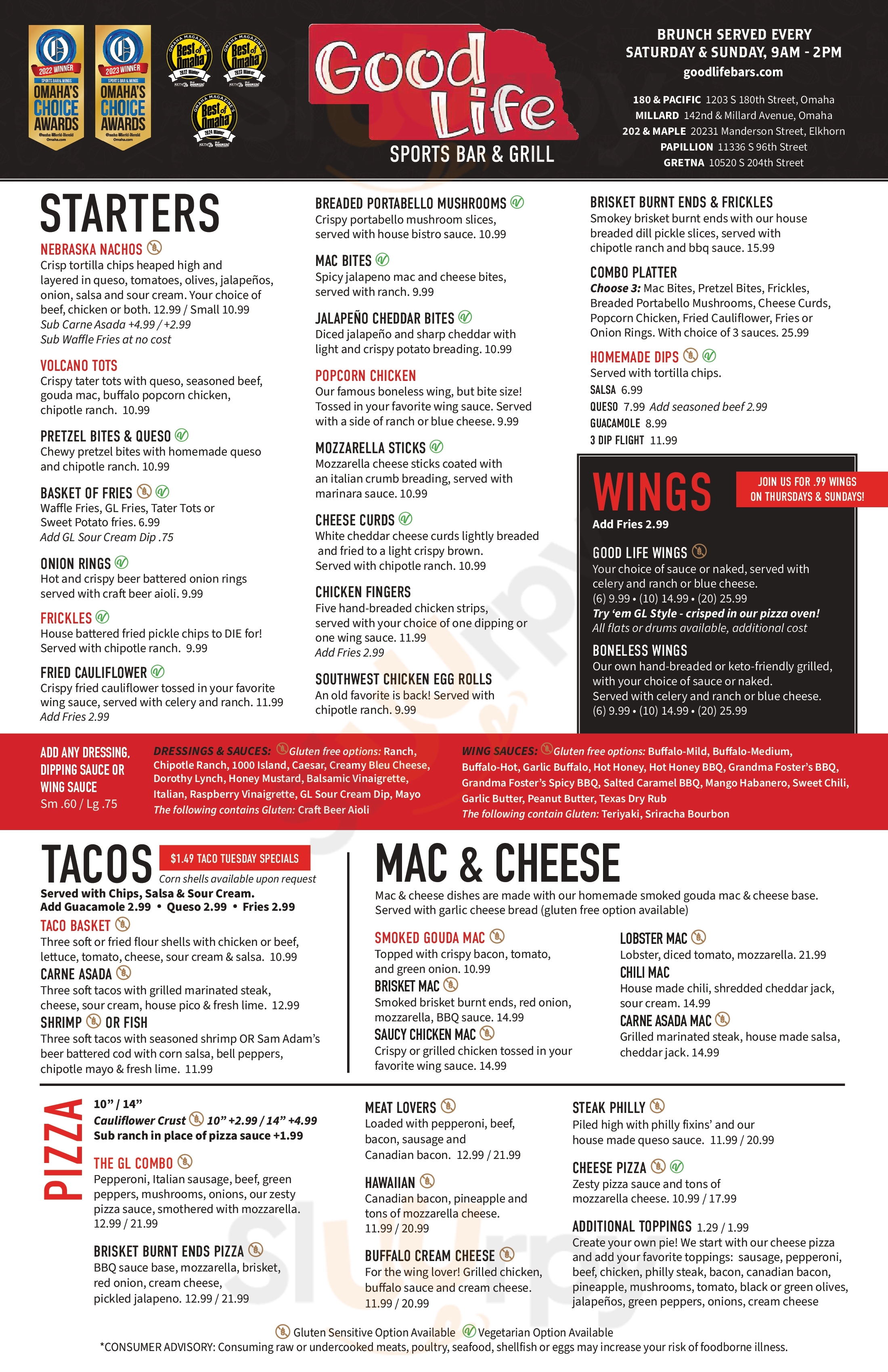 The Good Life Sports Bar And Grill Papillion Menu - 1