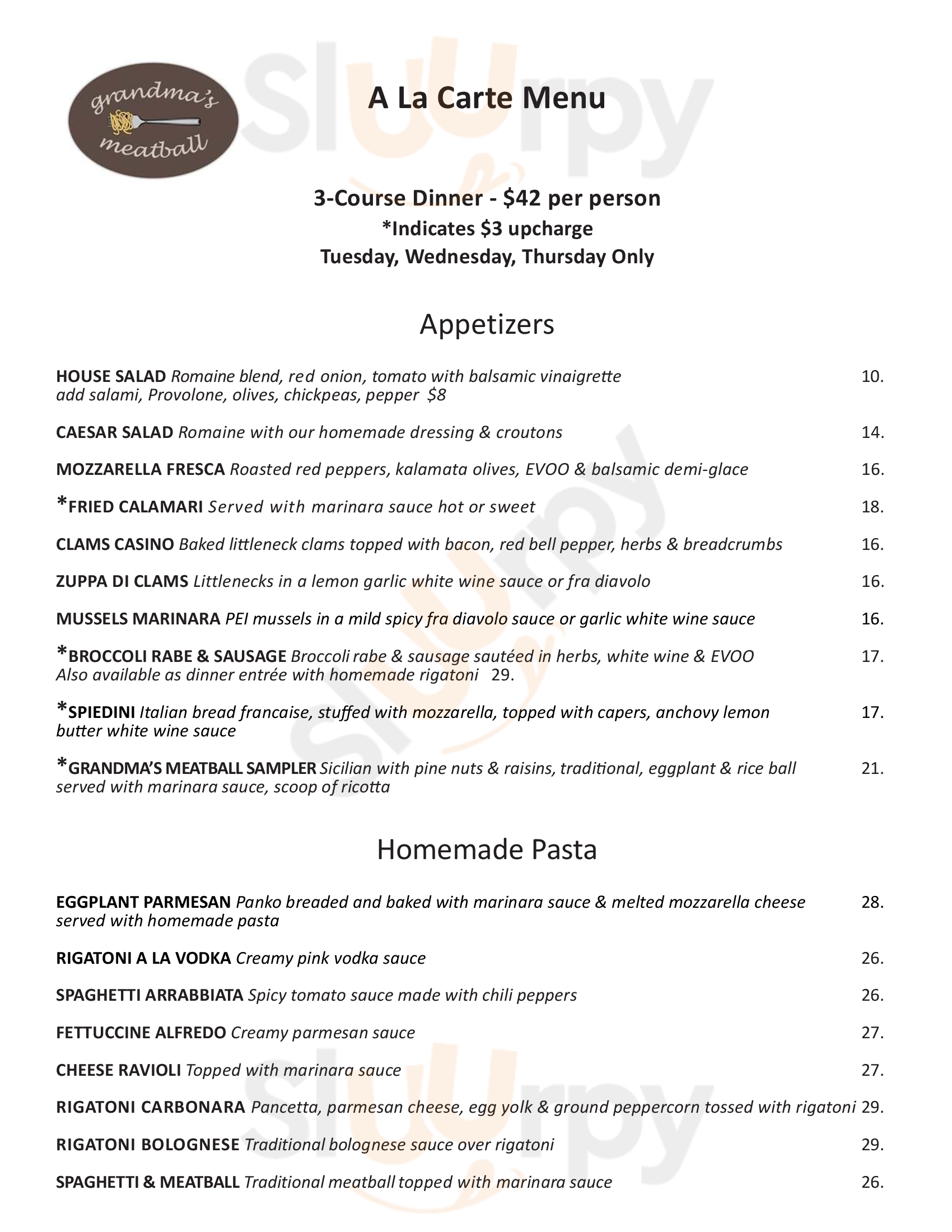 Grandma's Meatball Manasquan Menu - 1