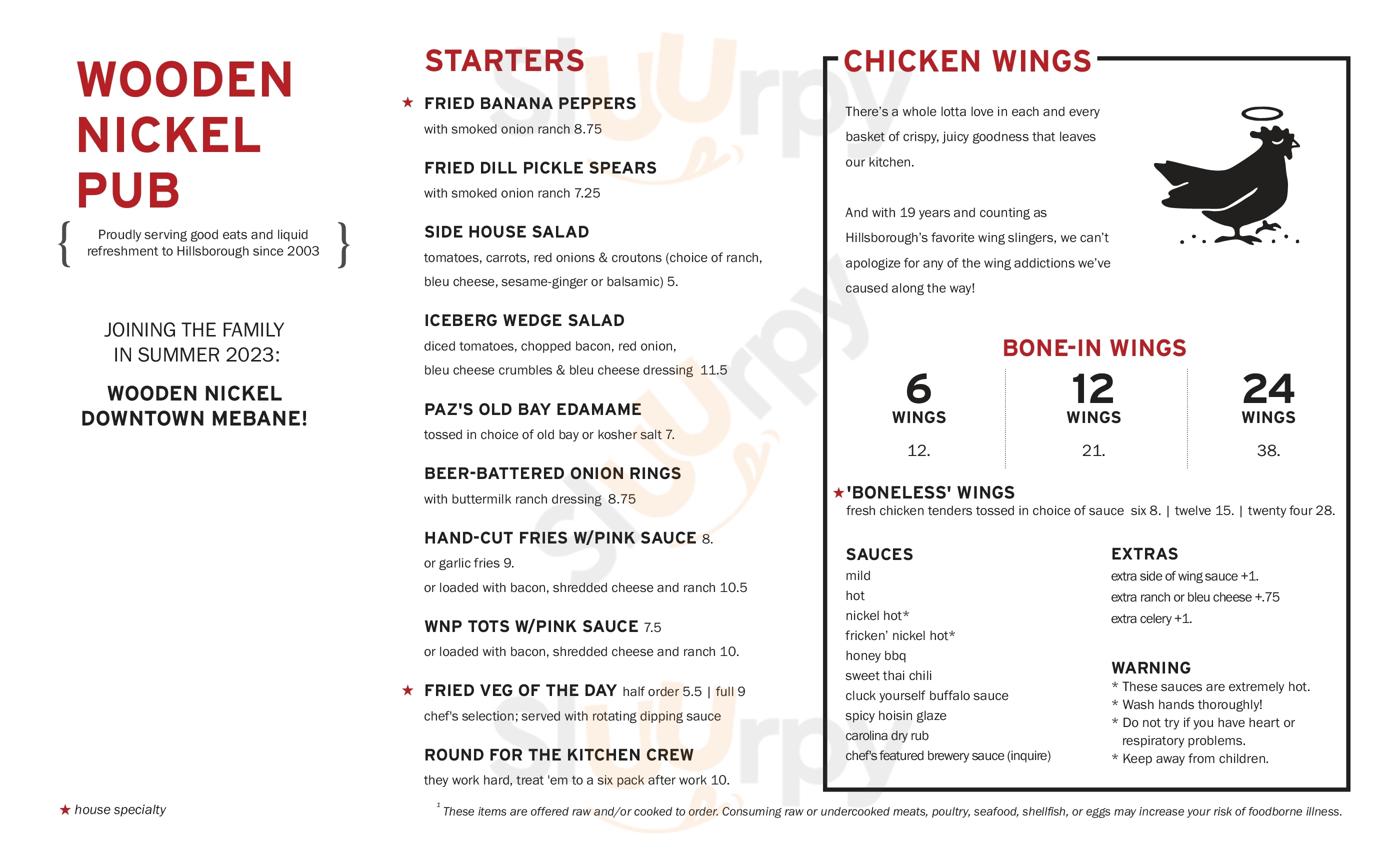 Wooden Nickel Pub Hillsborough Menu - 1