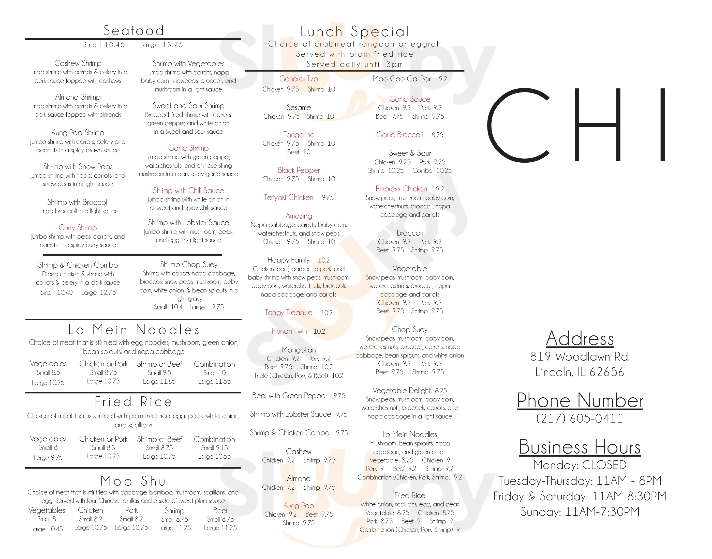 Main Menu - Chi Family Restaurant