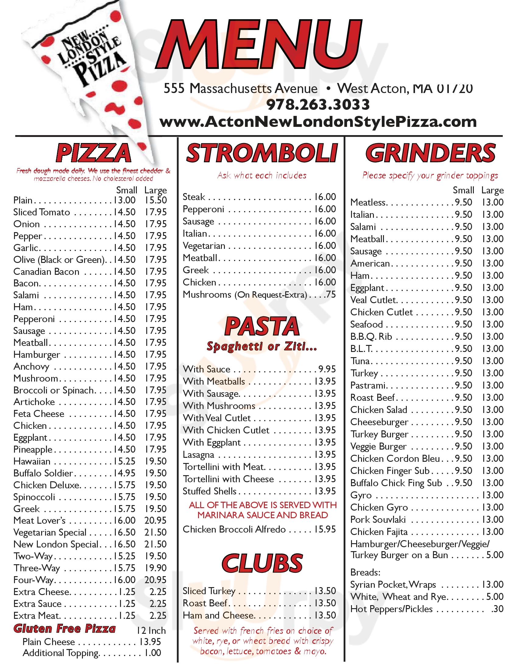 Acton New London Style Pizza Acton Menu - 1