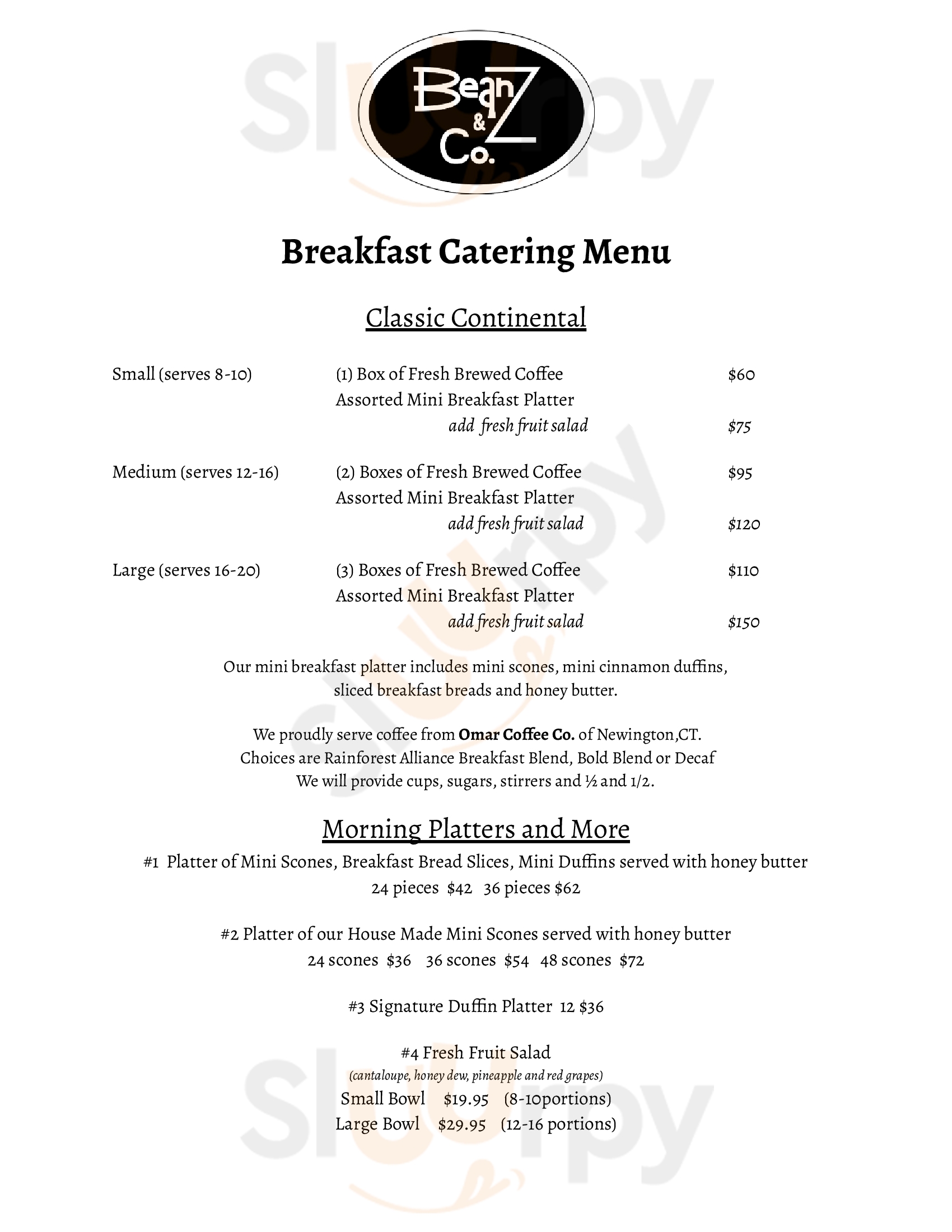 Main Menu - Beanz & Co.