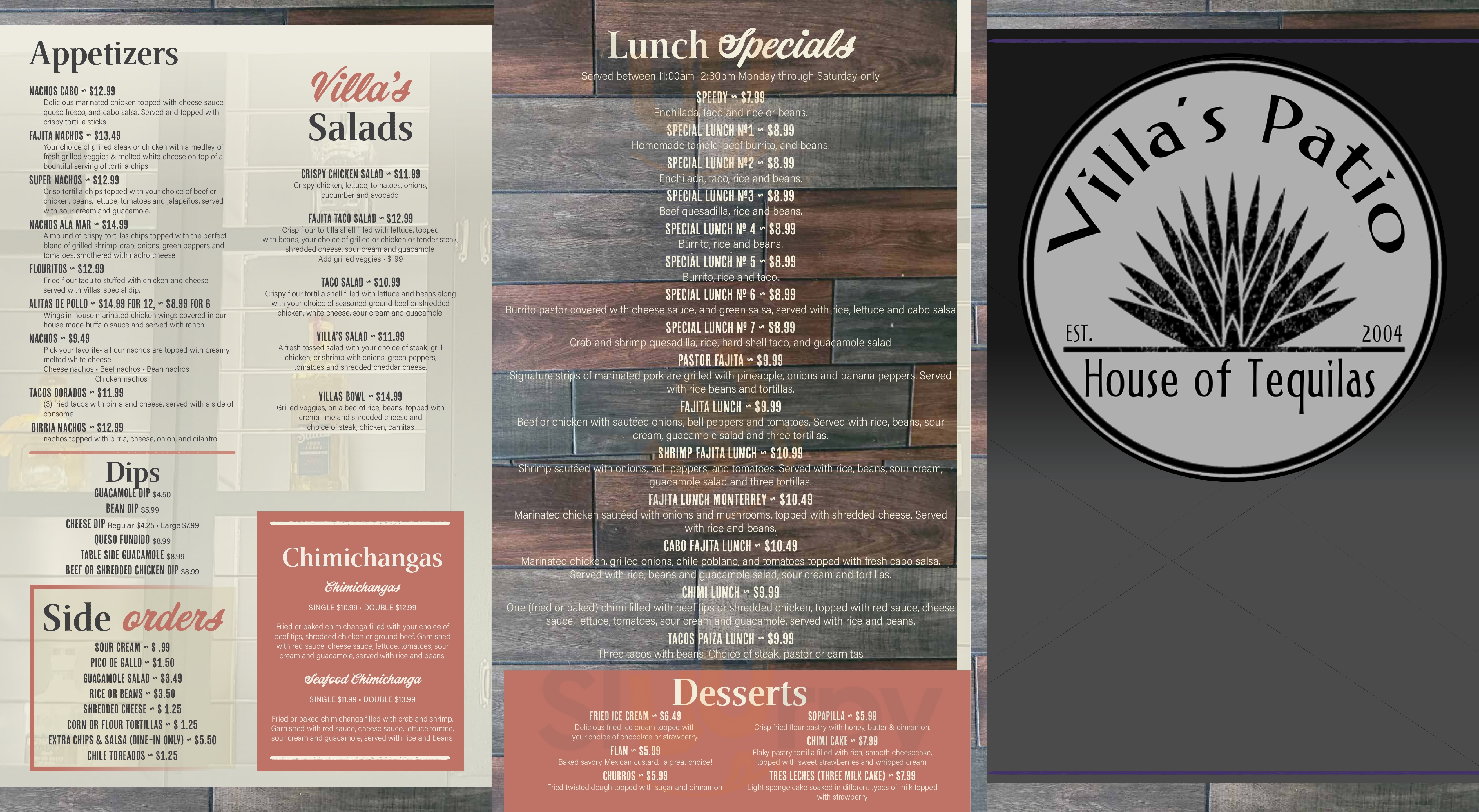 Main Menu - Villa's Patio