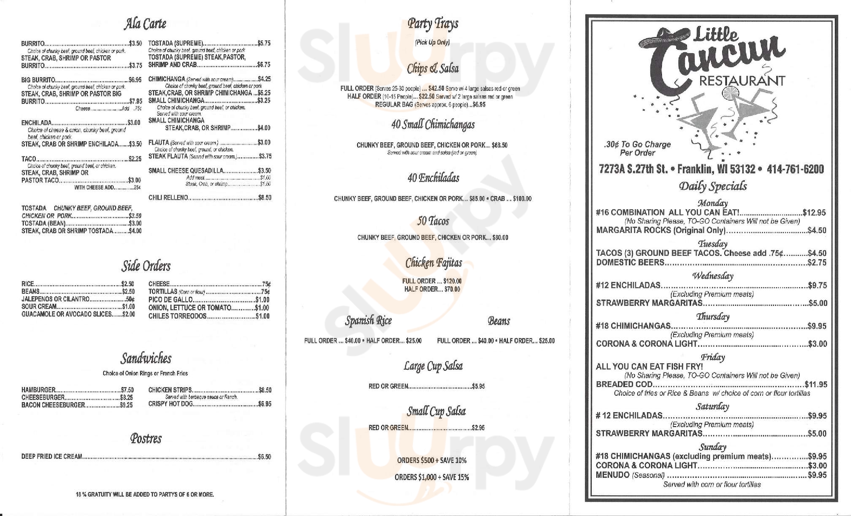 Main Menu - Little Cancun