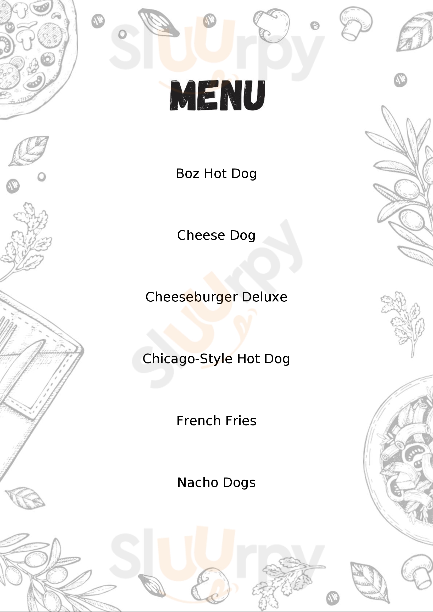 Boz Hot Dogs Dyer Menu - 1