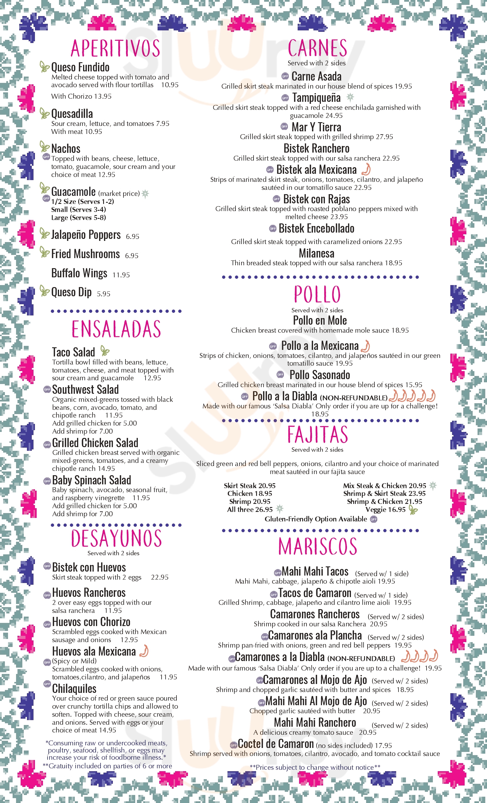 Jc's Mexican Restaurant Bartlett Menu - 1