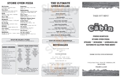 The Cabin menu