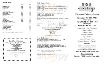 Cravings Cafe menu