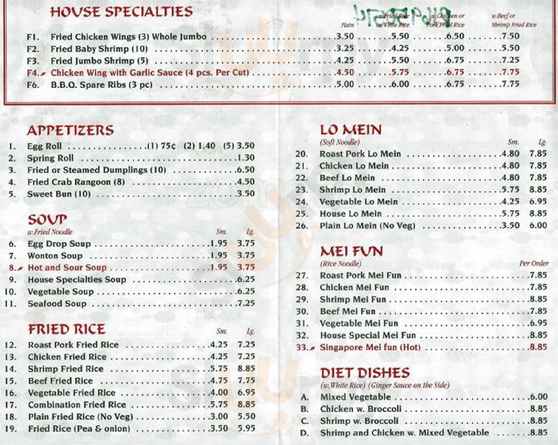 Main Menu - New Win Hing Restaurant