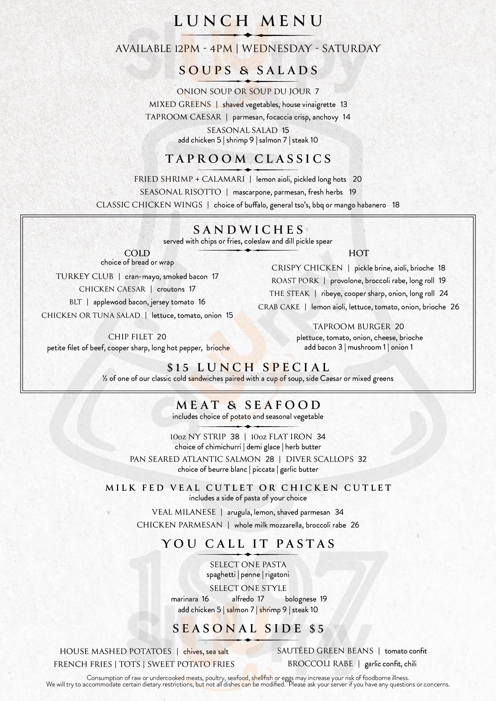 Main Menu - The Taproom Bar & Grille