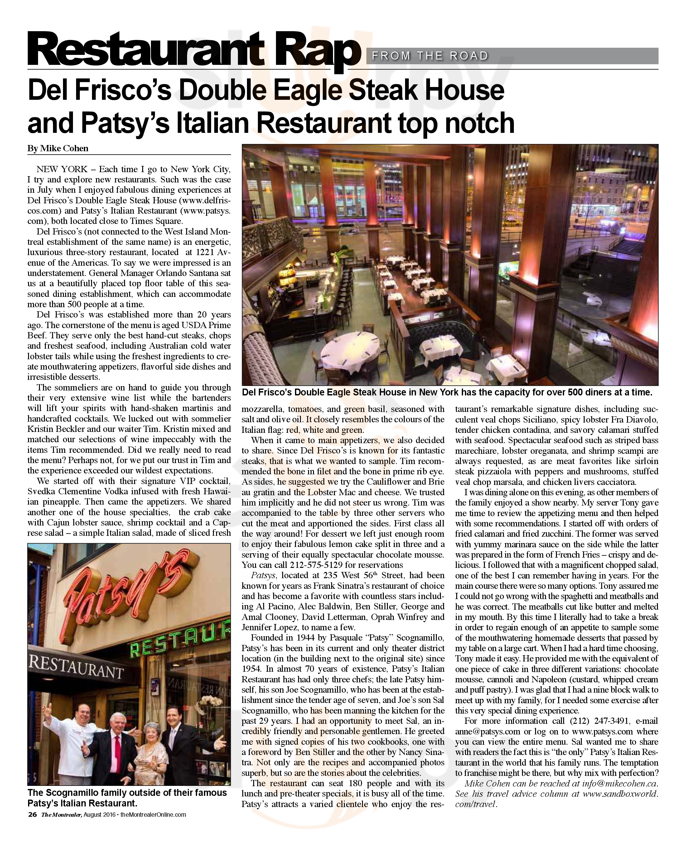 Main Menu - Patsy's