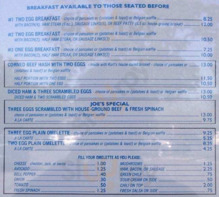 Village Inn Cafe menu