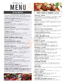 Basile Italian Delight Restaurant & Pizzeria menu