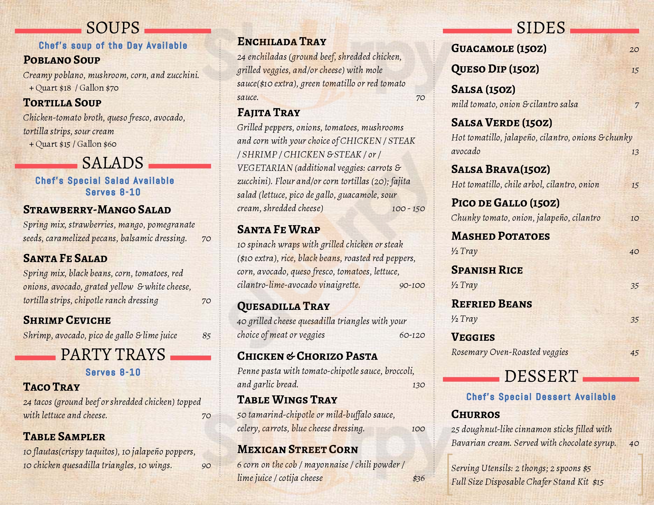 Main Menu - Mexican Table