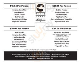 Great Wall Chinese Restaurant menu