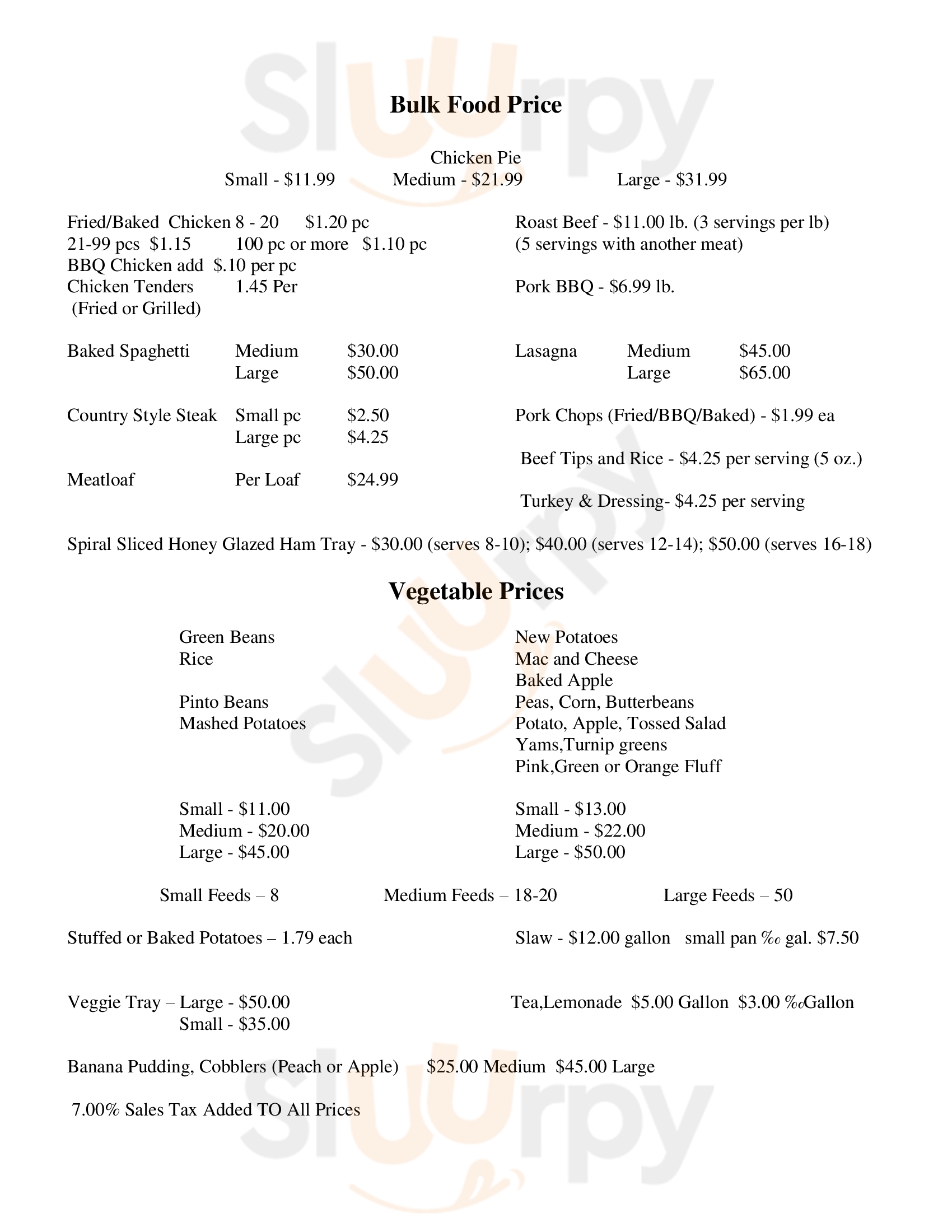 Bestfood Cafeteria Siler City Menu - 1