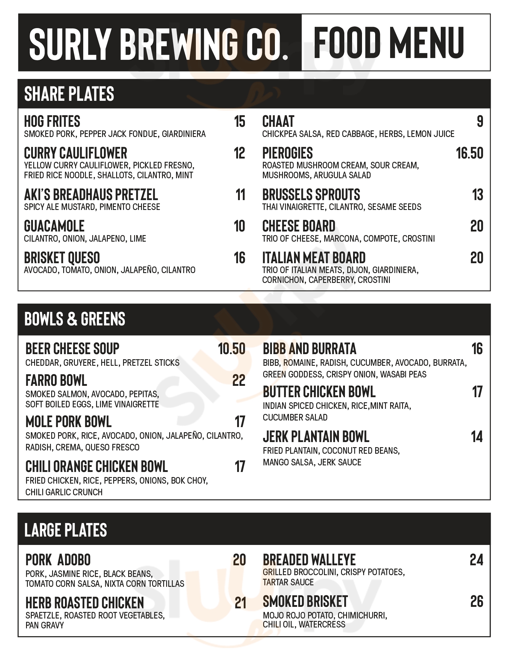 Surly Brewing Company Brooklyn Center Menu - 1