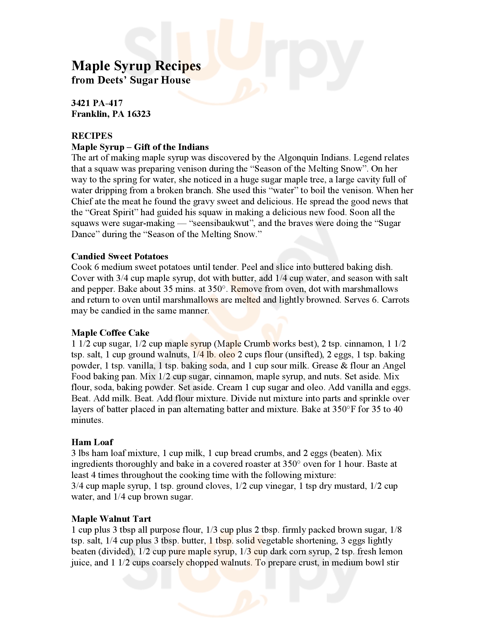 Main Menu - Deets Sugar Shack