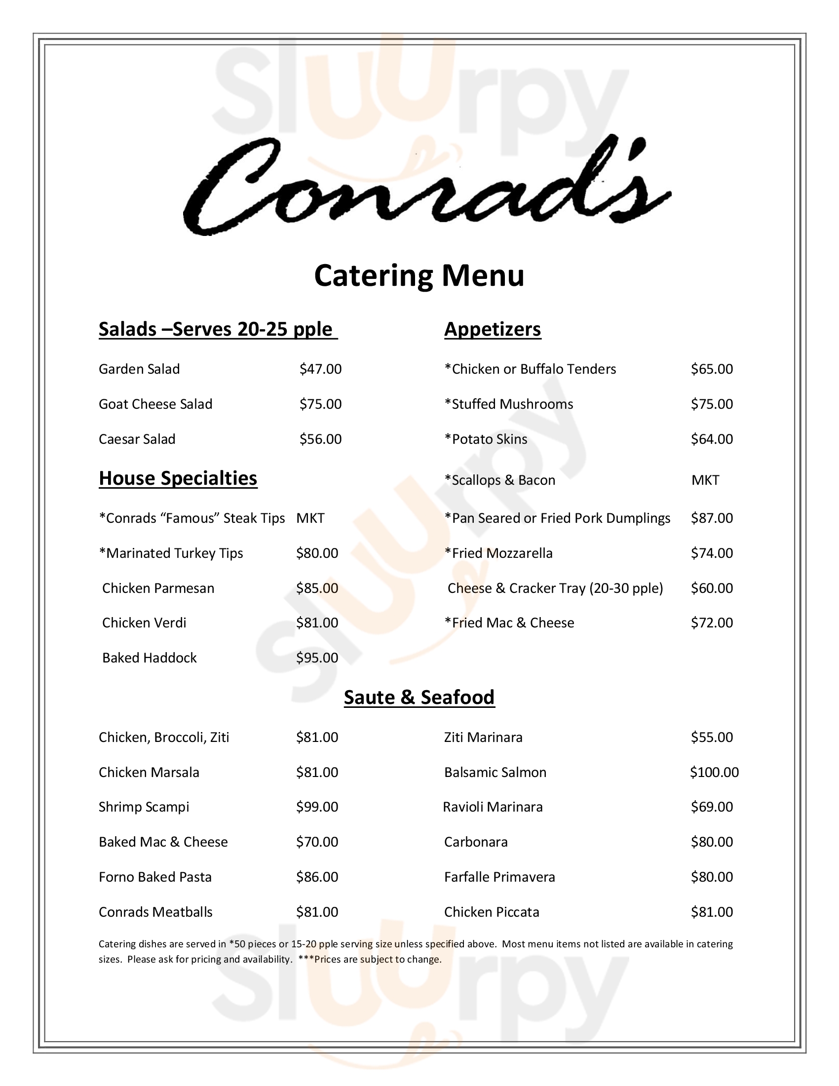 Conrad's Restaurant Sudbury Menu - 1