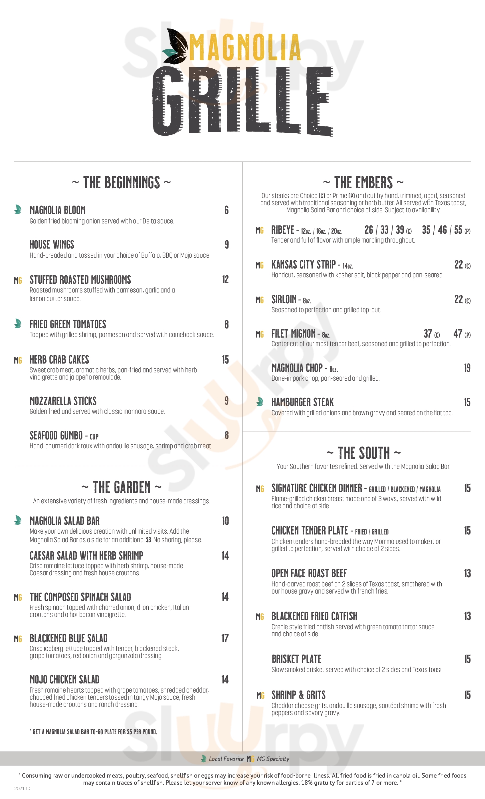 Main Menu - Magnolia Grille