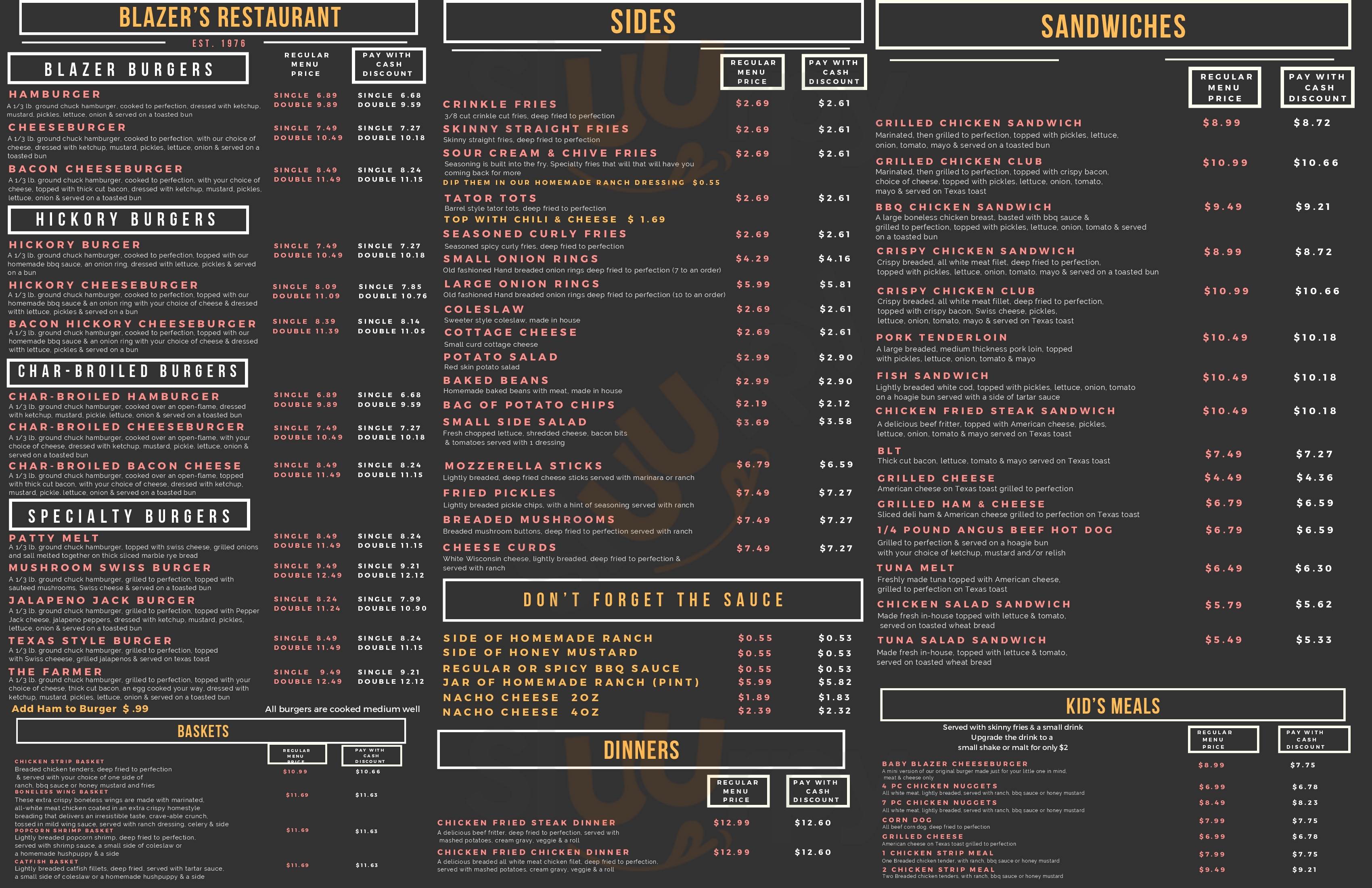 Blazers Restaurant Gardner Menu - 1