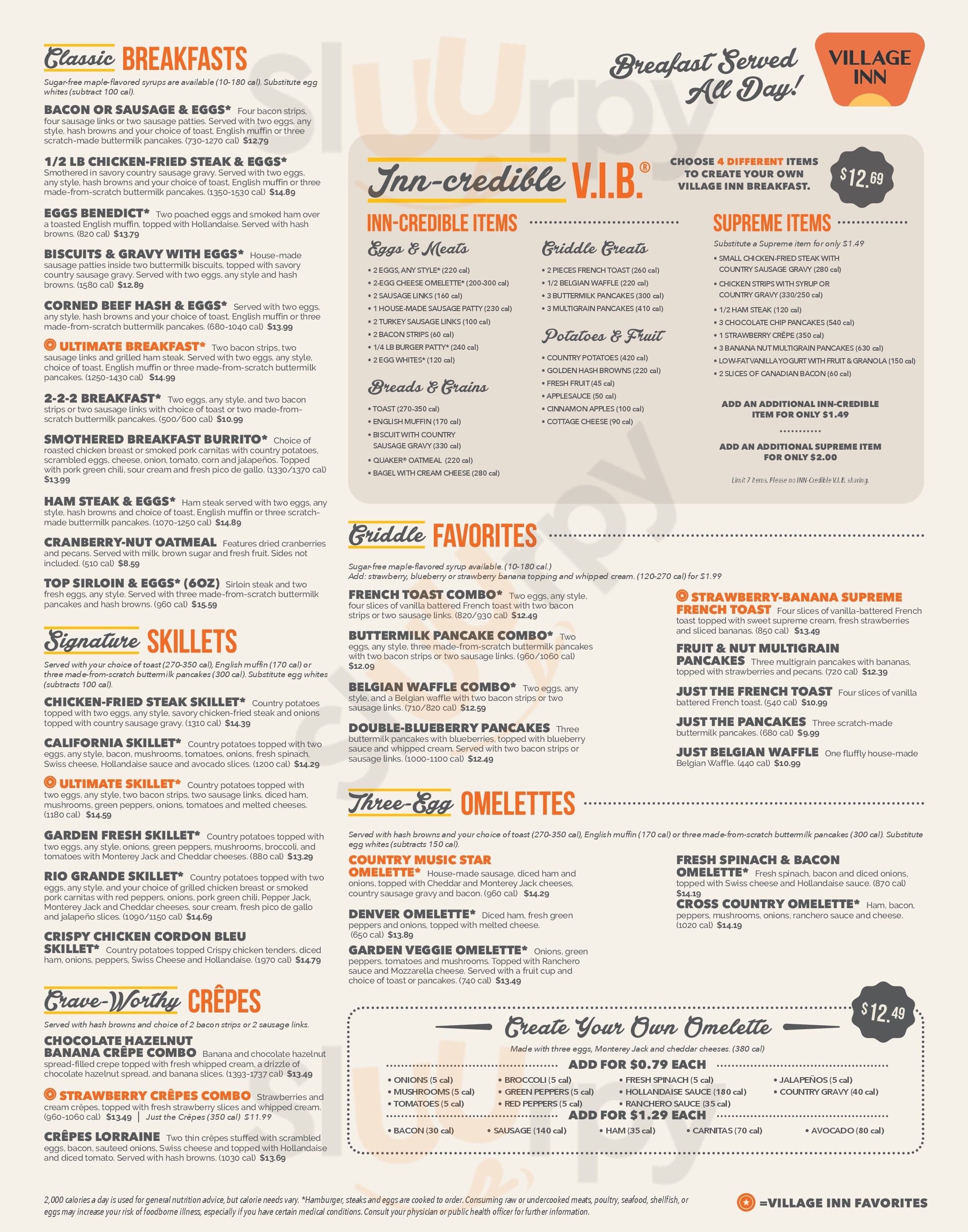 Village Inn Virginia Menu - 1