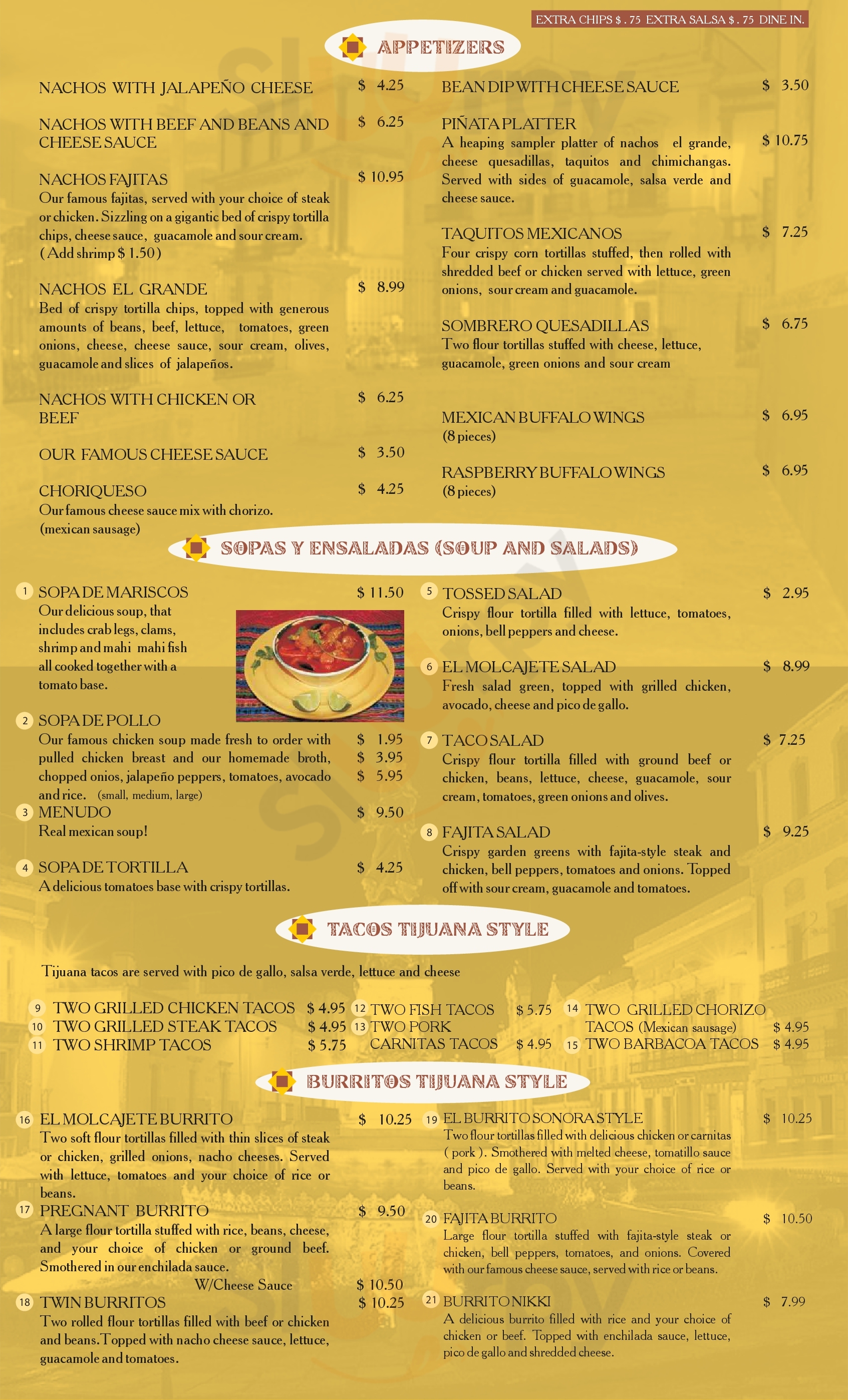 Main Menu - El Molcajete