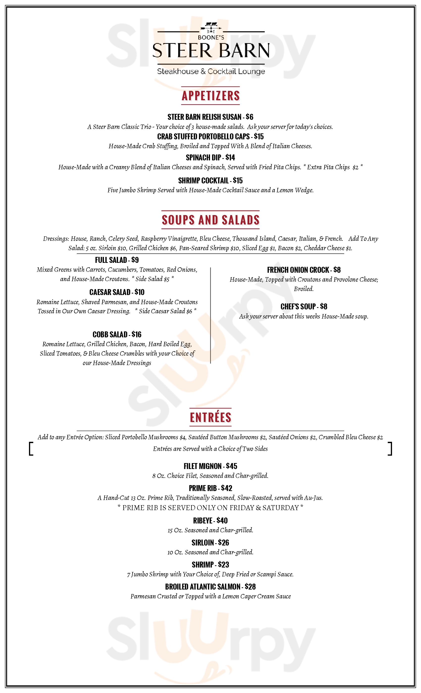 Steer Barn Upper Sandusky Menu - 1