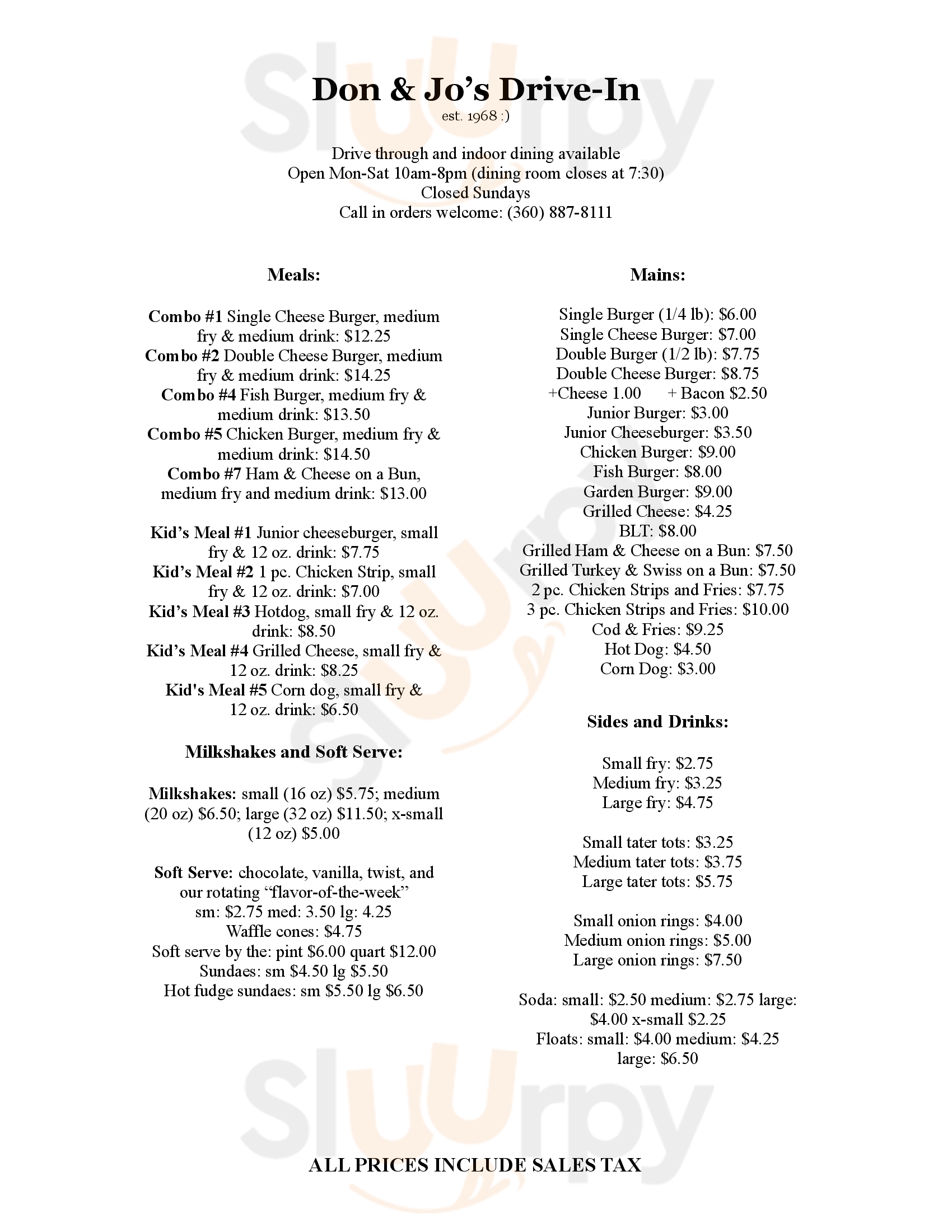 Main Menu - Don & Jo's Drive-in