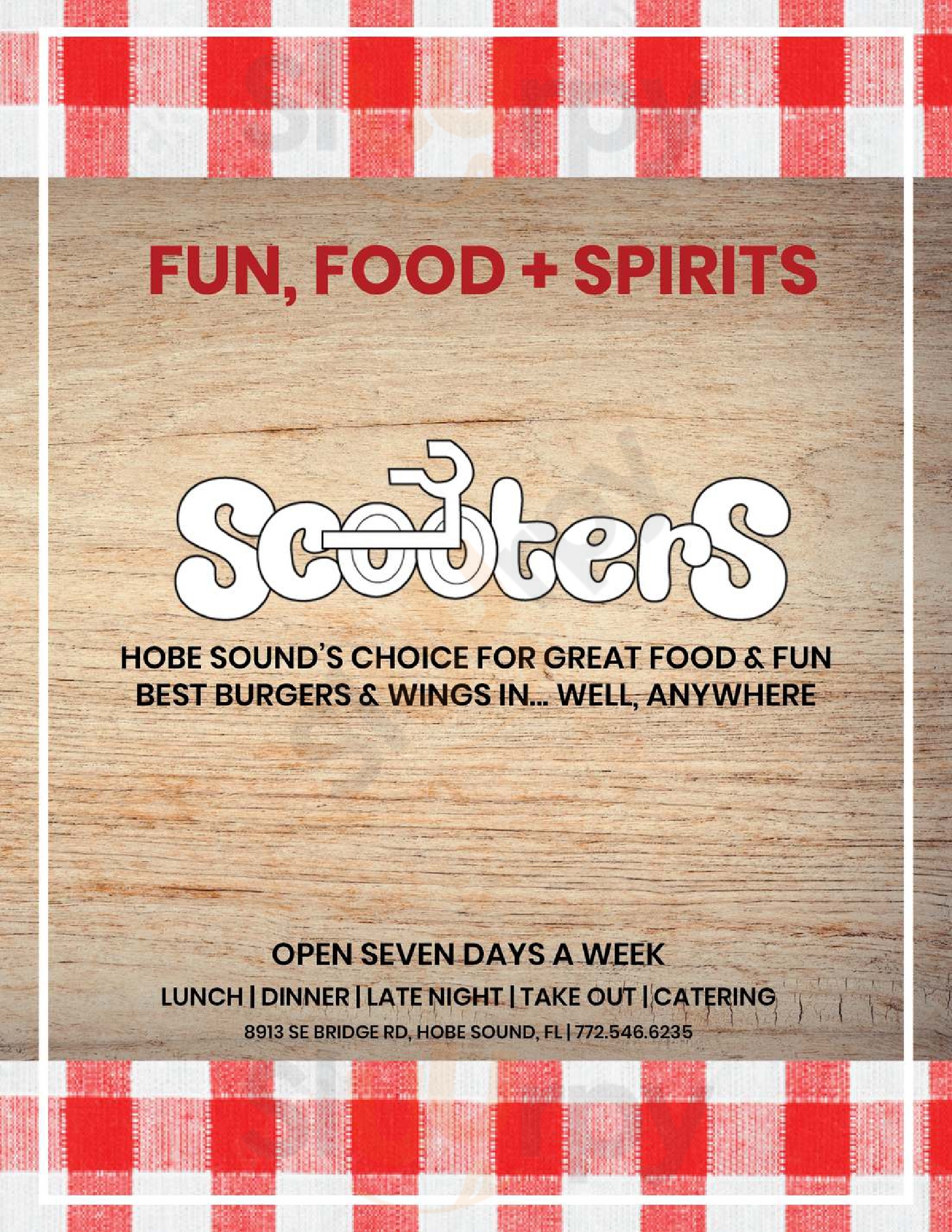 Scooters Hobe Sound Menu - 1