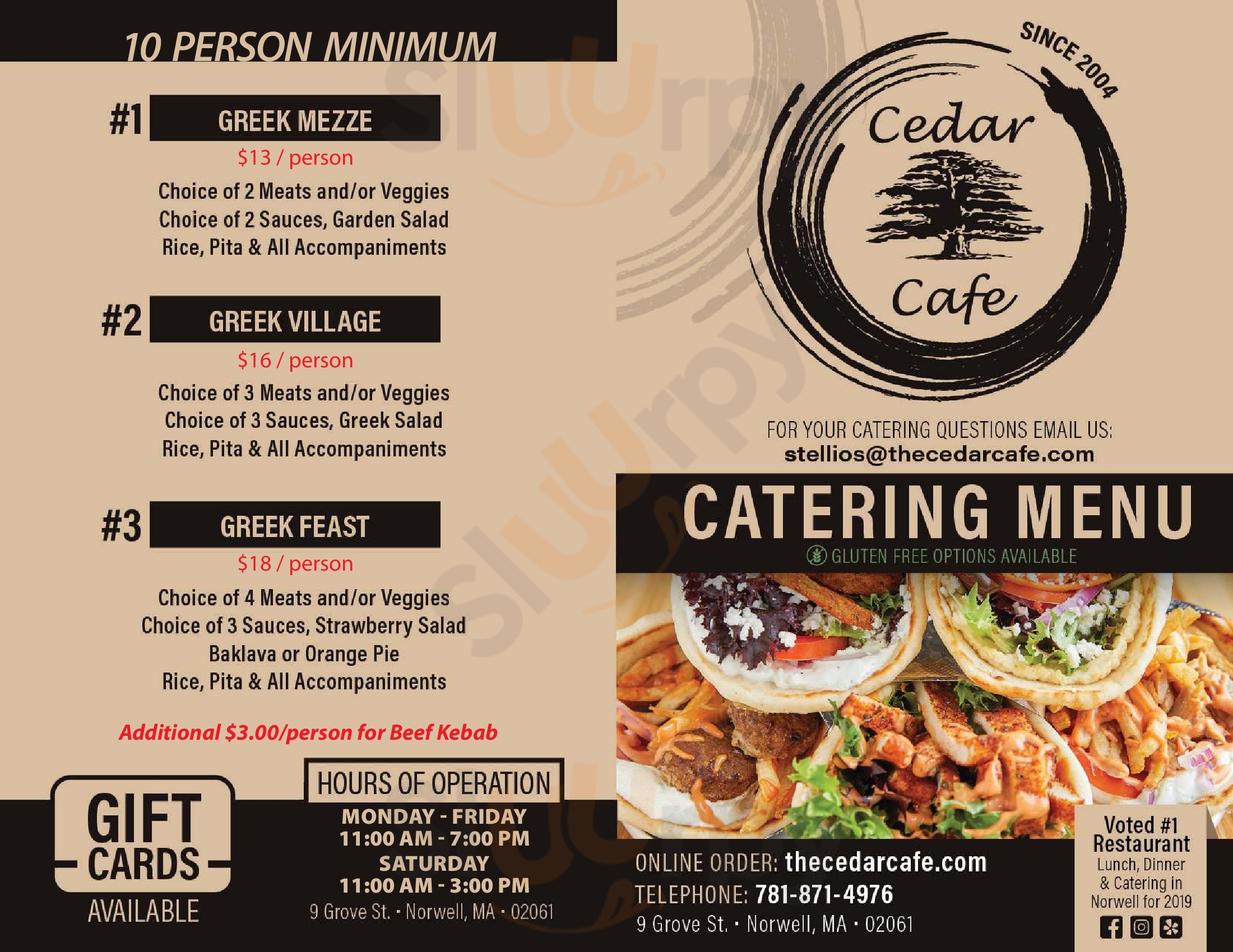 Main Menu - Cedar Cafe