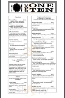 Cafe One Ten menu