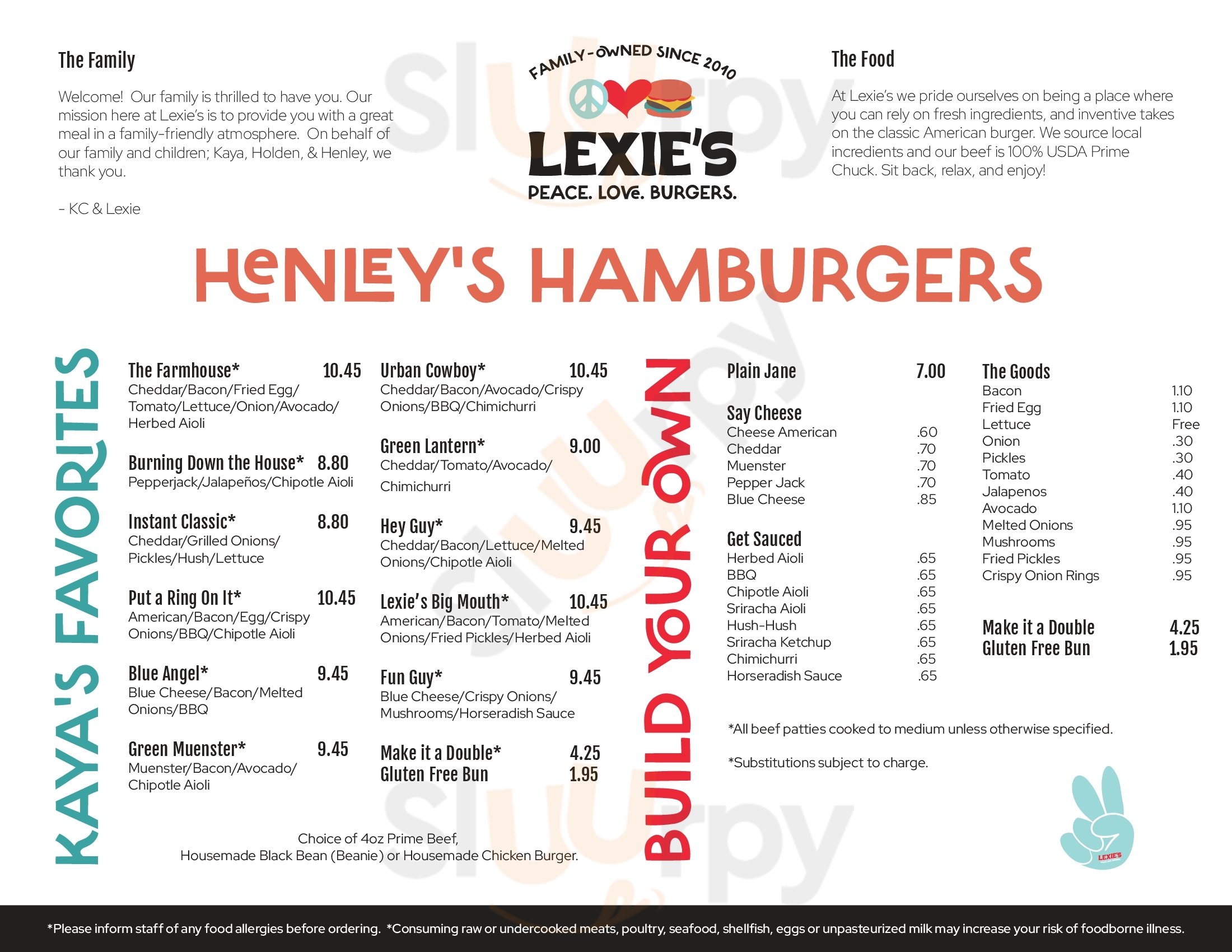 Main Menu - Lexie's Durham