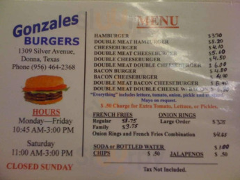 Gonzalez's  Burger, Donna