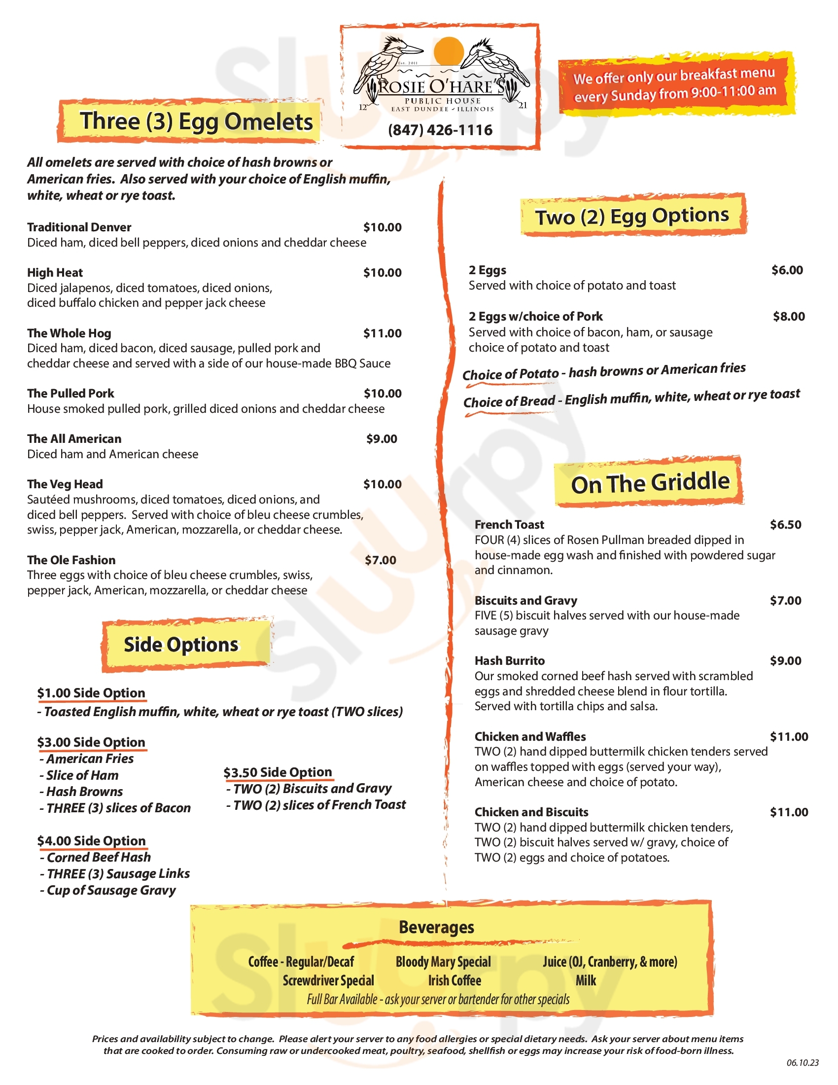 Rosie O'hare's East Dundee Menu - 1