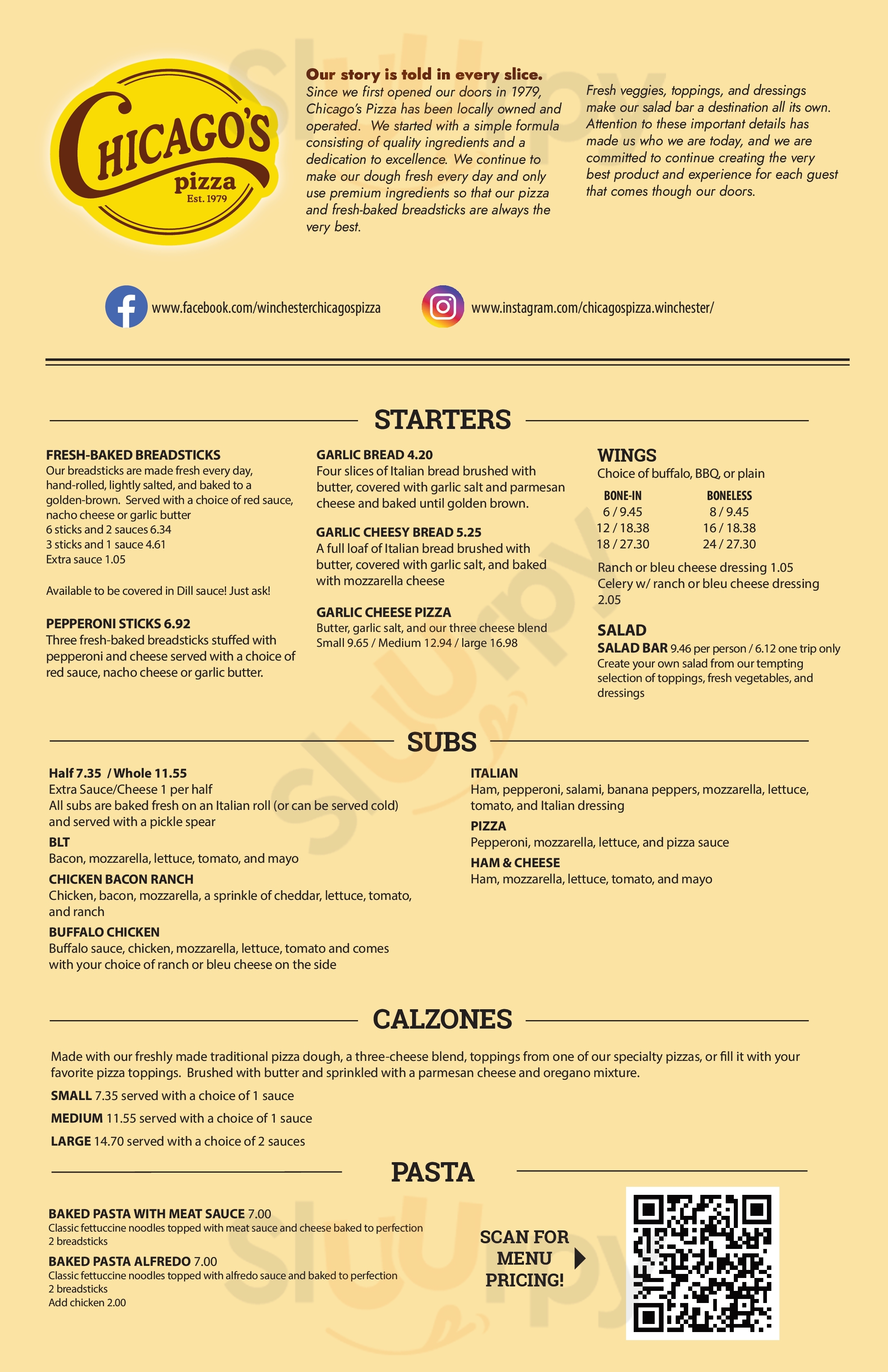 Main Menu - Chicago's Pizza Of Spencer