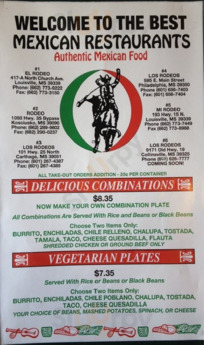 Mi Rodeo menu