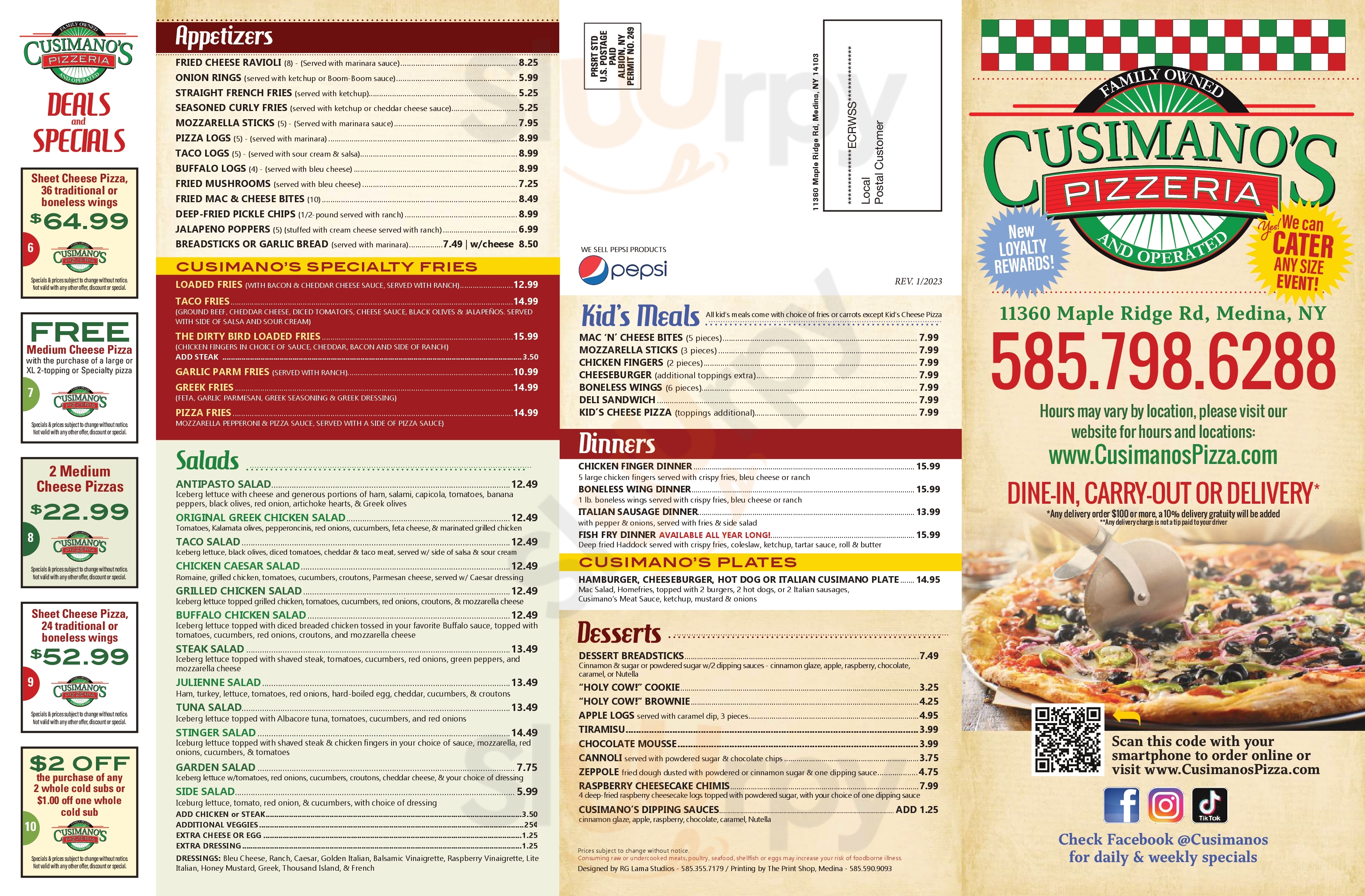 Main Menu - Cusimano's Pizzeria