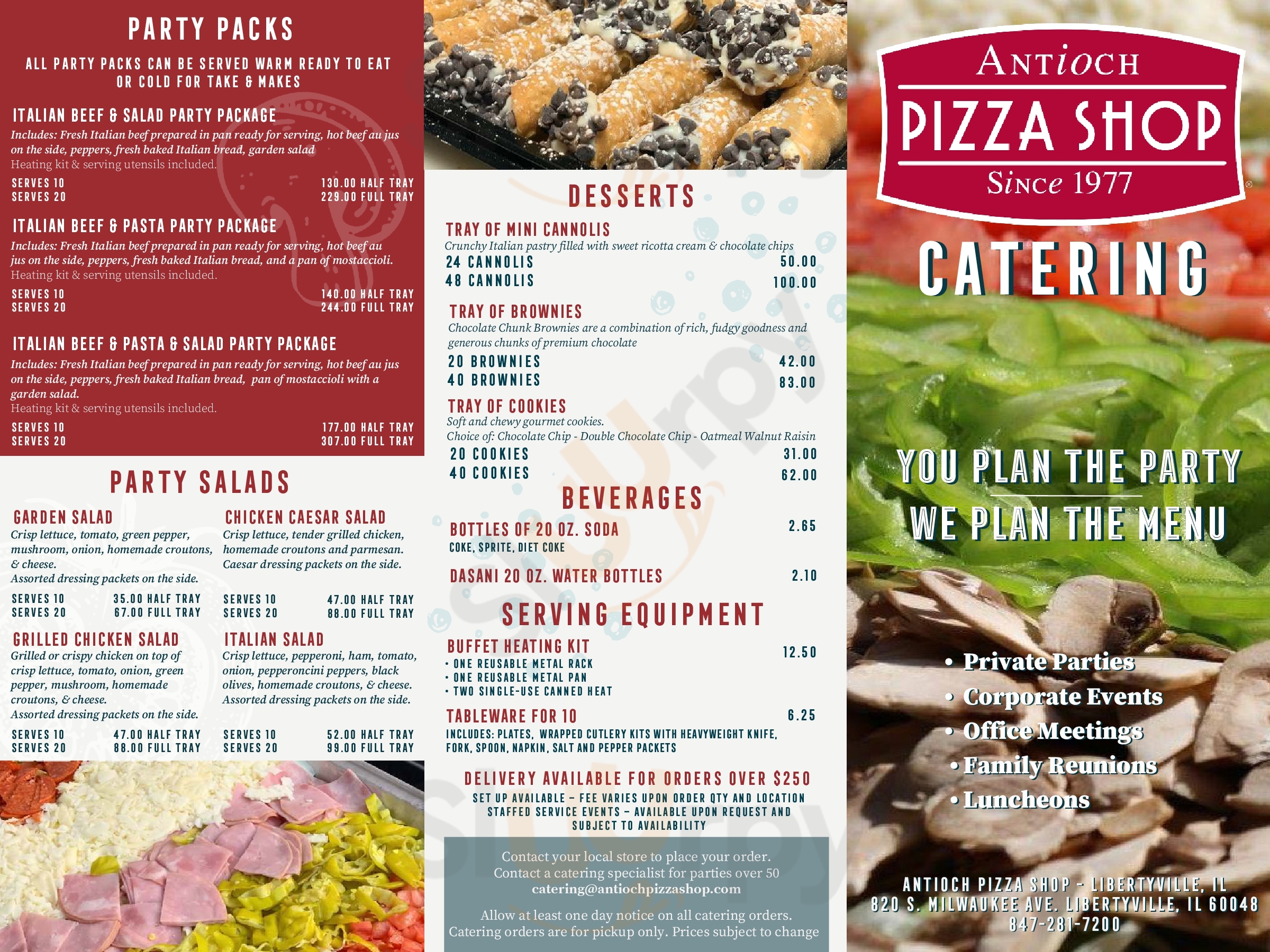 Main Menu - Antioch Pizza Shop - Paddock Lake, Wi