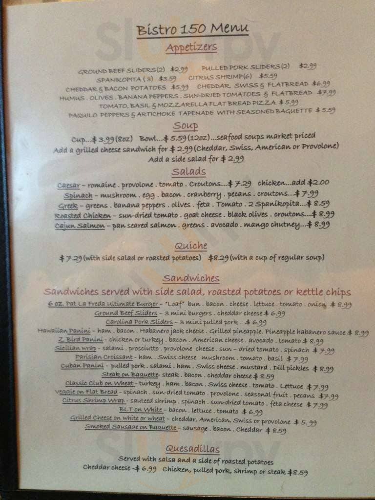 Bistro 150 Oak Ridge Menu - 1