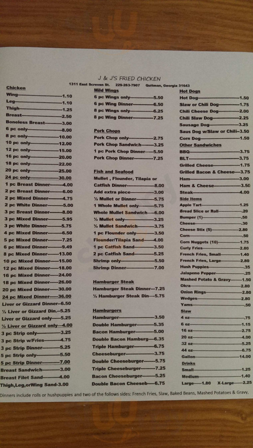 J And J's Fried Chicken And Fish