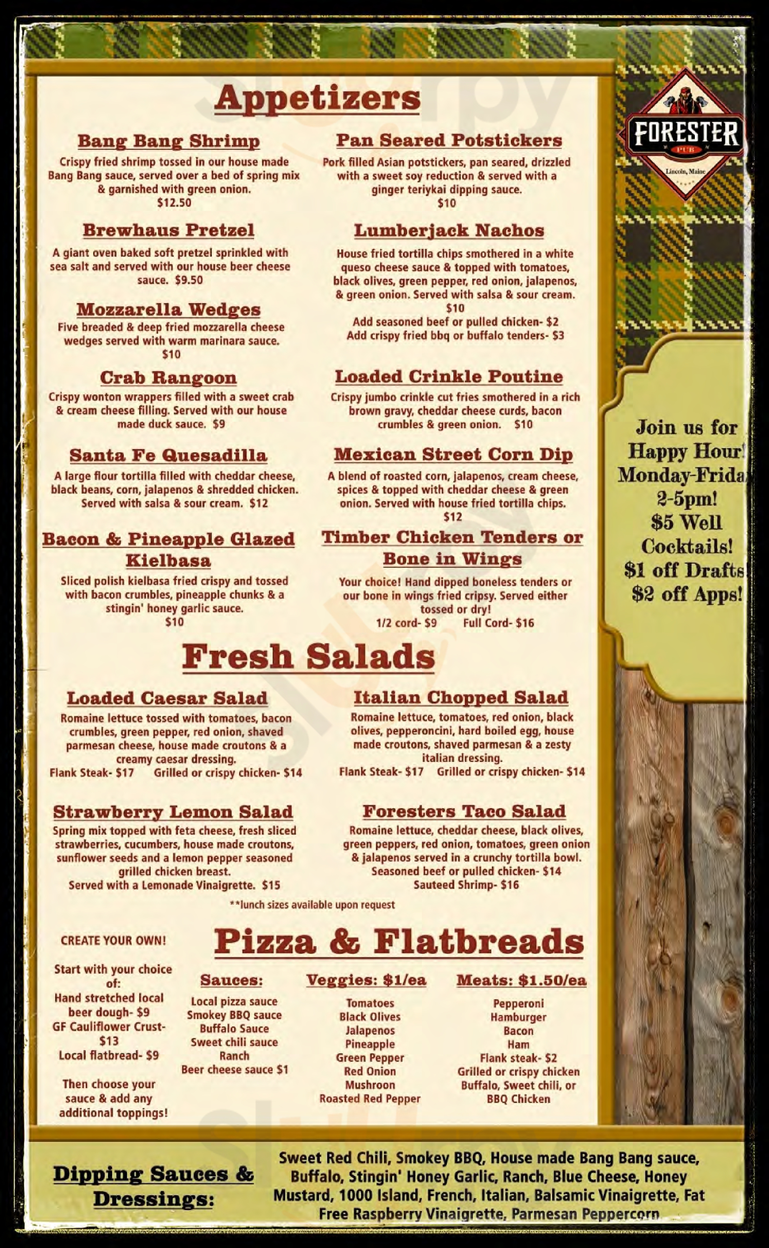 The Forester Lincoln Menu - 1